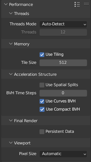 Blender settings