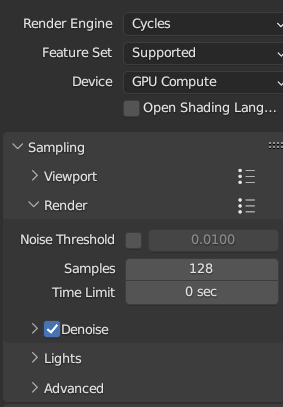 Blender settings